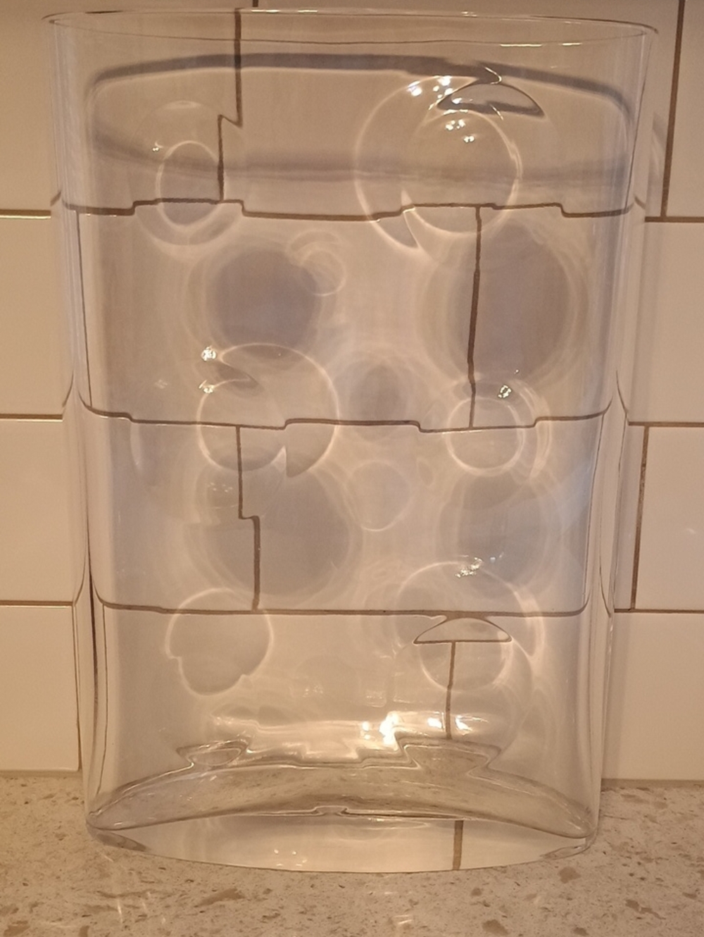 Tiffany & Co. Heavy Crystal Elliptical Bubble / Polka Dot Vase